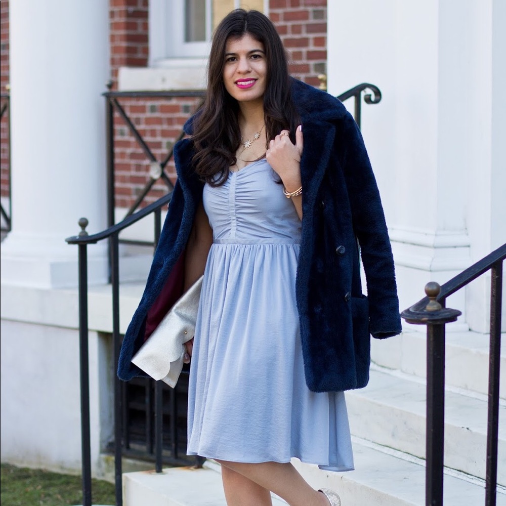 Banana Republic Blue Dress with Navy Coat